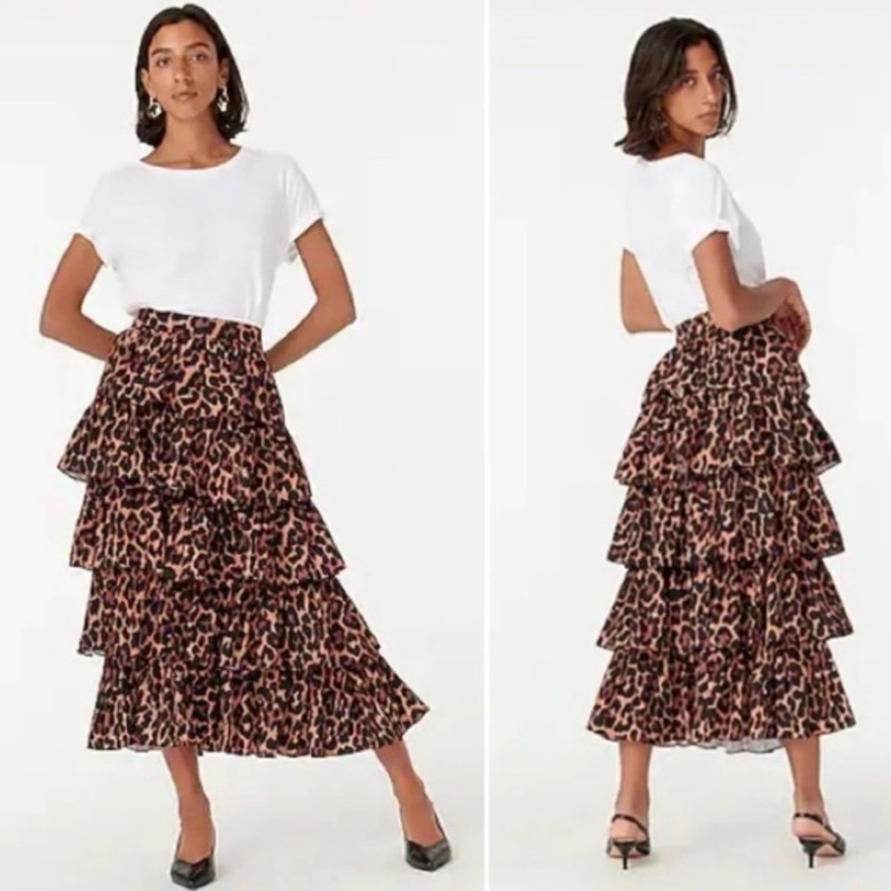 NWT - J. Crew Ruffle Maxi Skirt in Leopard - Picture 2 of 8